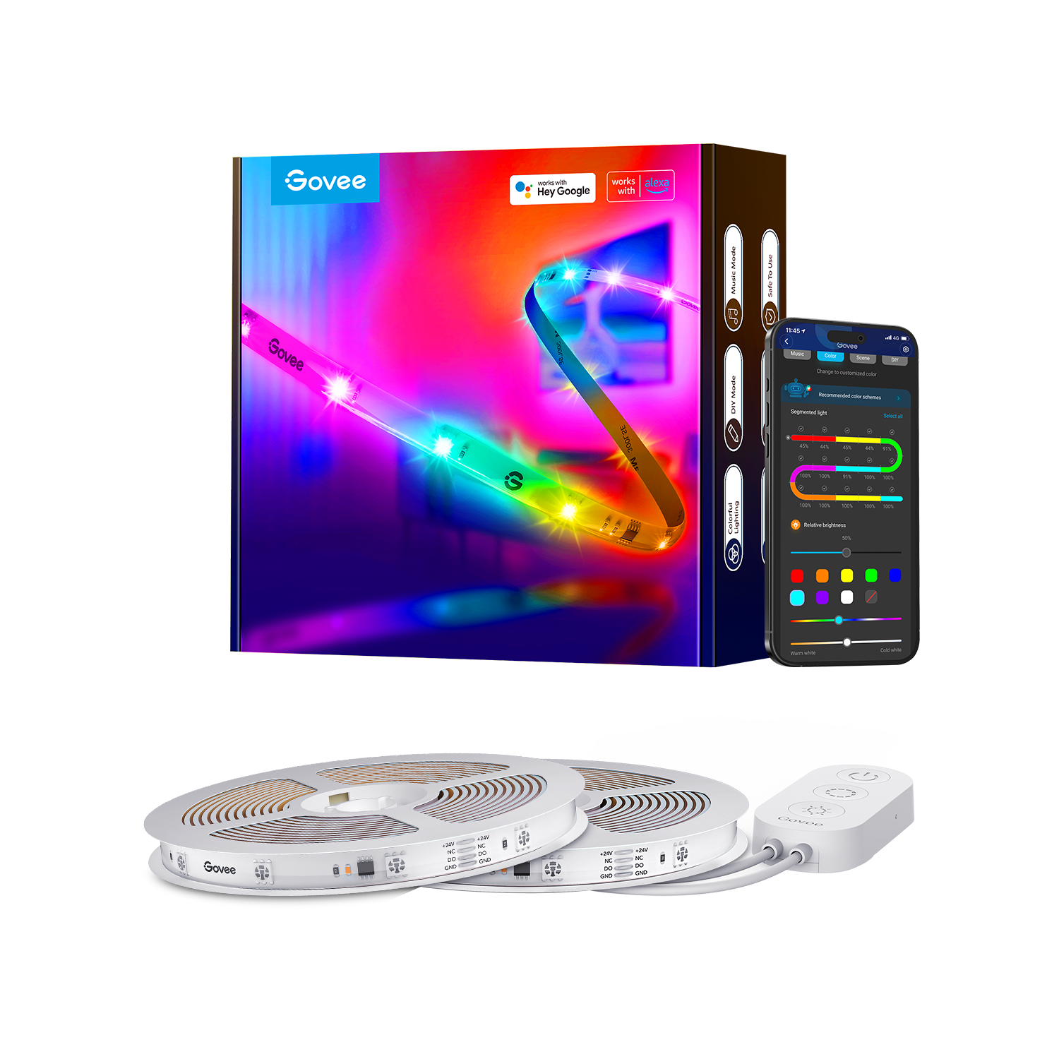 Refurbished RGBIC LED Strip Lights With Protective Coating